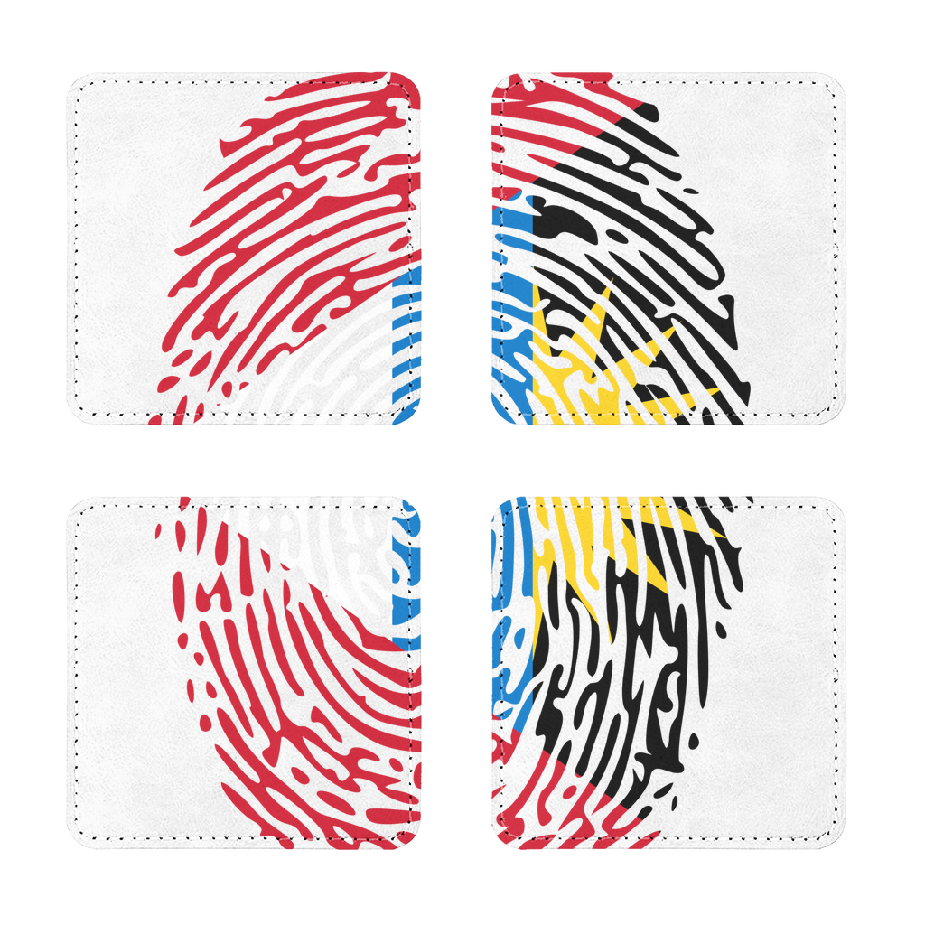 Antigua and Barbuda-Fingerprint Sublimation Coasters Pack of Four