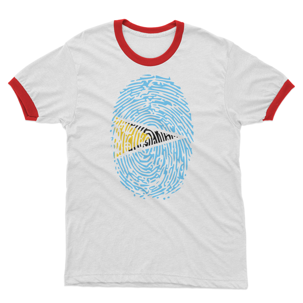 Saint Lucia Fingerprint Adult Ringer T-Shirt