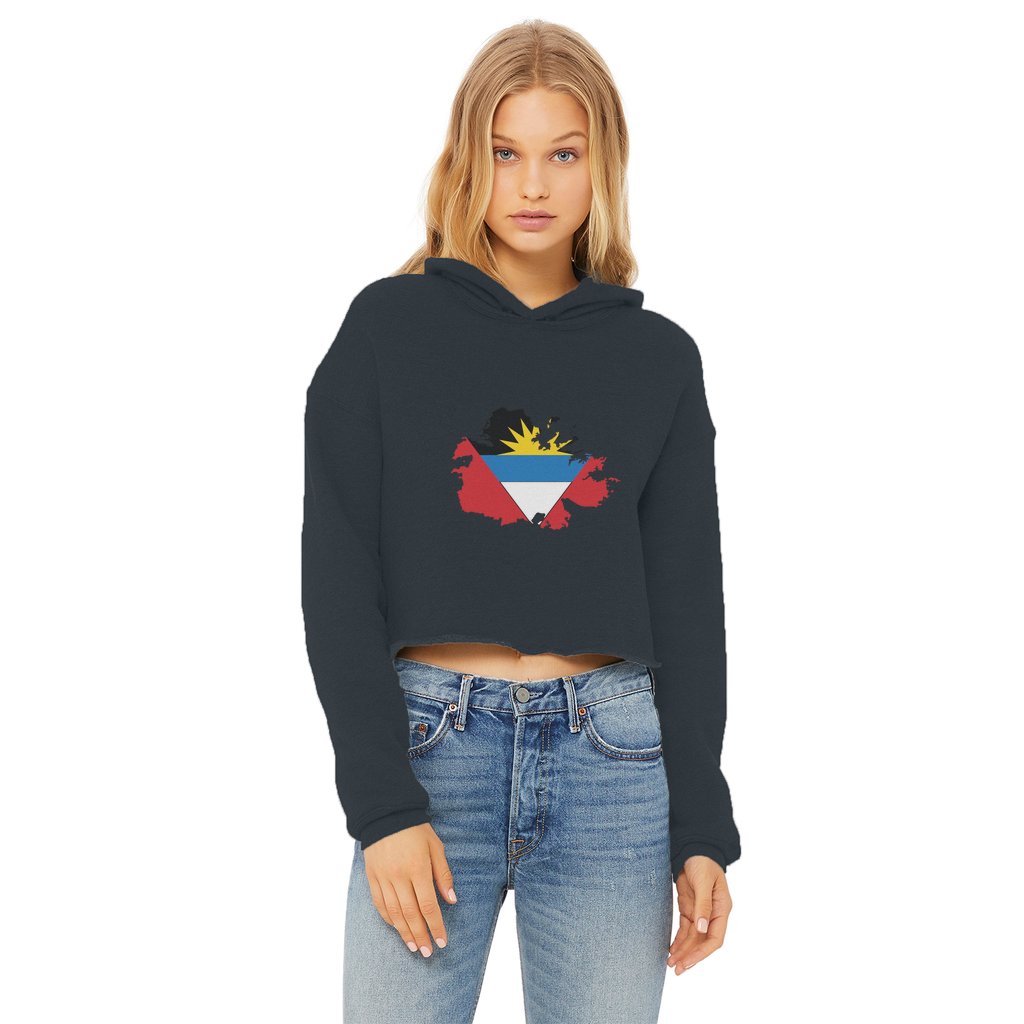 ANTIGUA AND BARBUDA Ladies Cropped Raw Edge Hoodie