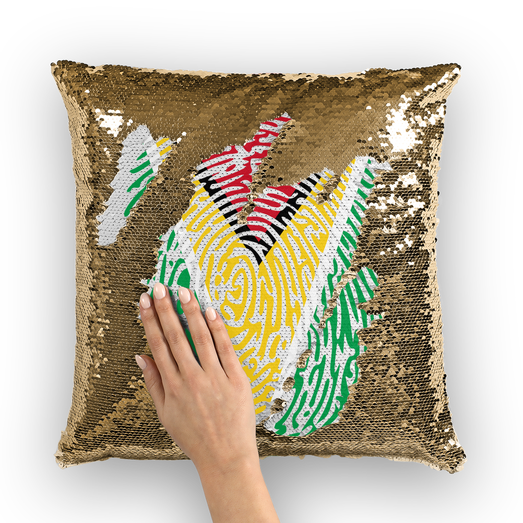 Guyana-Fingerprint Sequin Cushion Cover