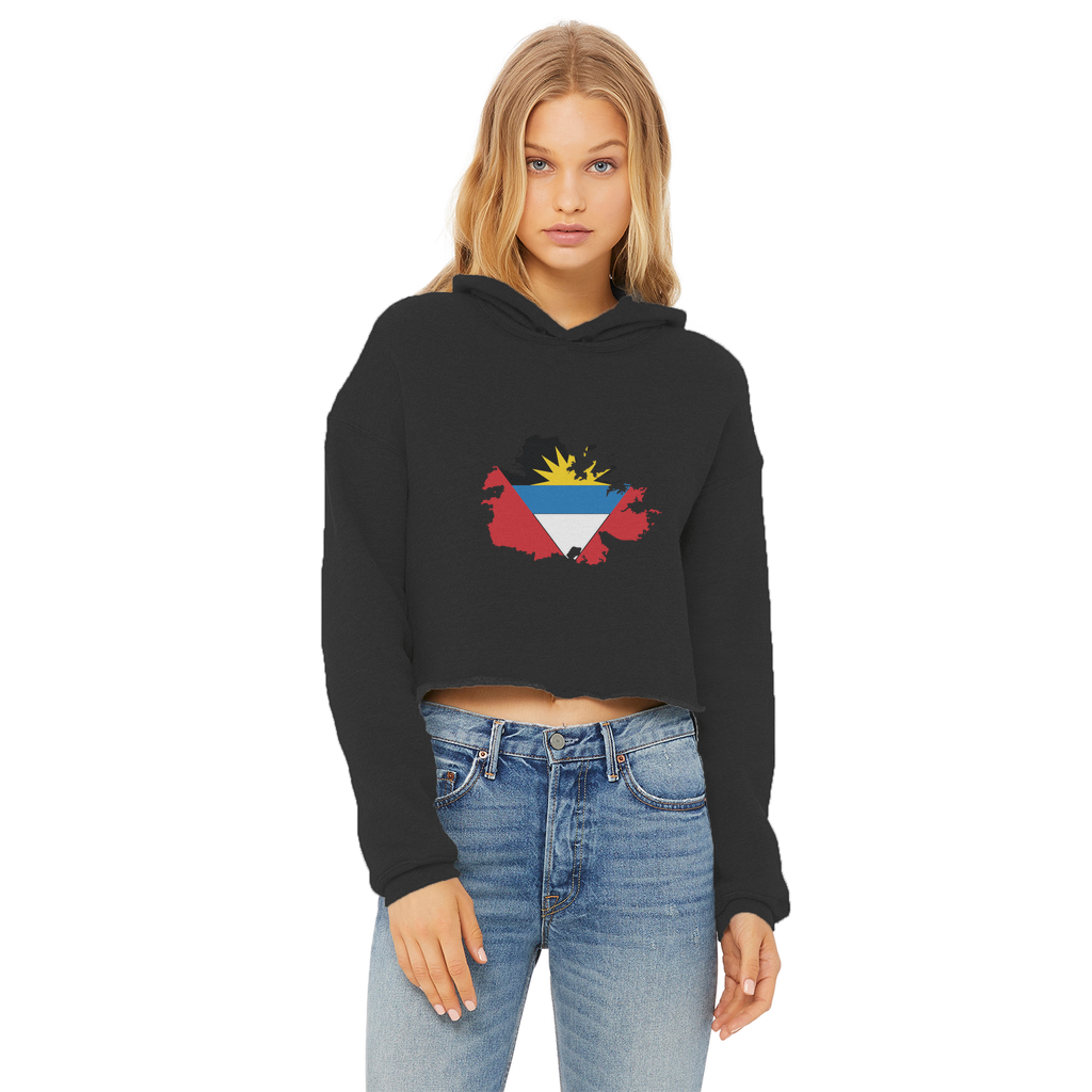 ANTIGUA AND BARBUDA Ladies Cropped Raw Edge Hoodie