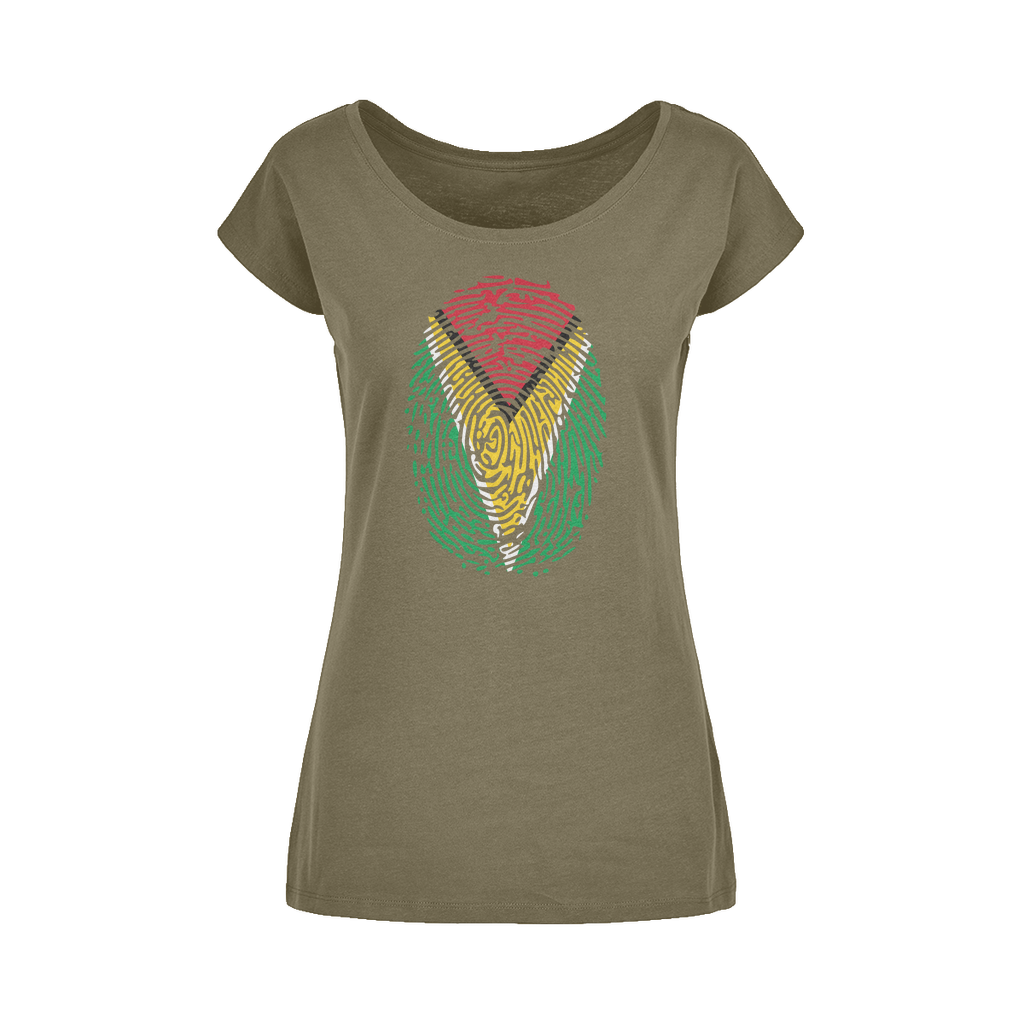 Guyana-Fingerprint Wide Neck Womens T-Shirt XS-5XL