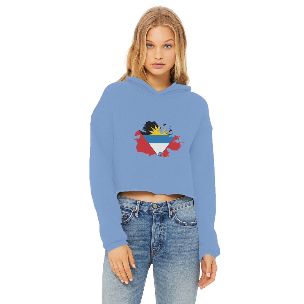 ANTIGUA AND BARBUDA Ladies Cropped Raw Edge Hoodie