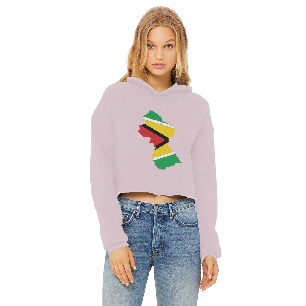 GUYANA Ladies Cropped Raw Edge Hoodie