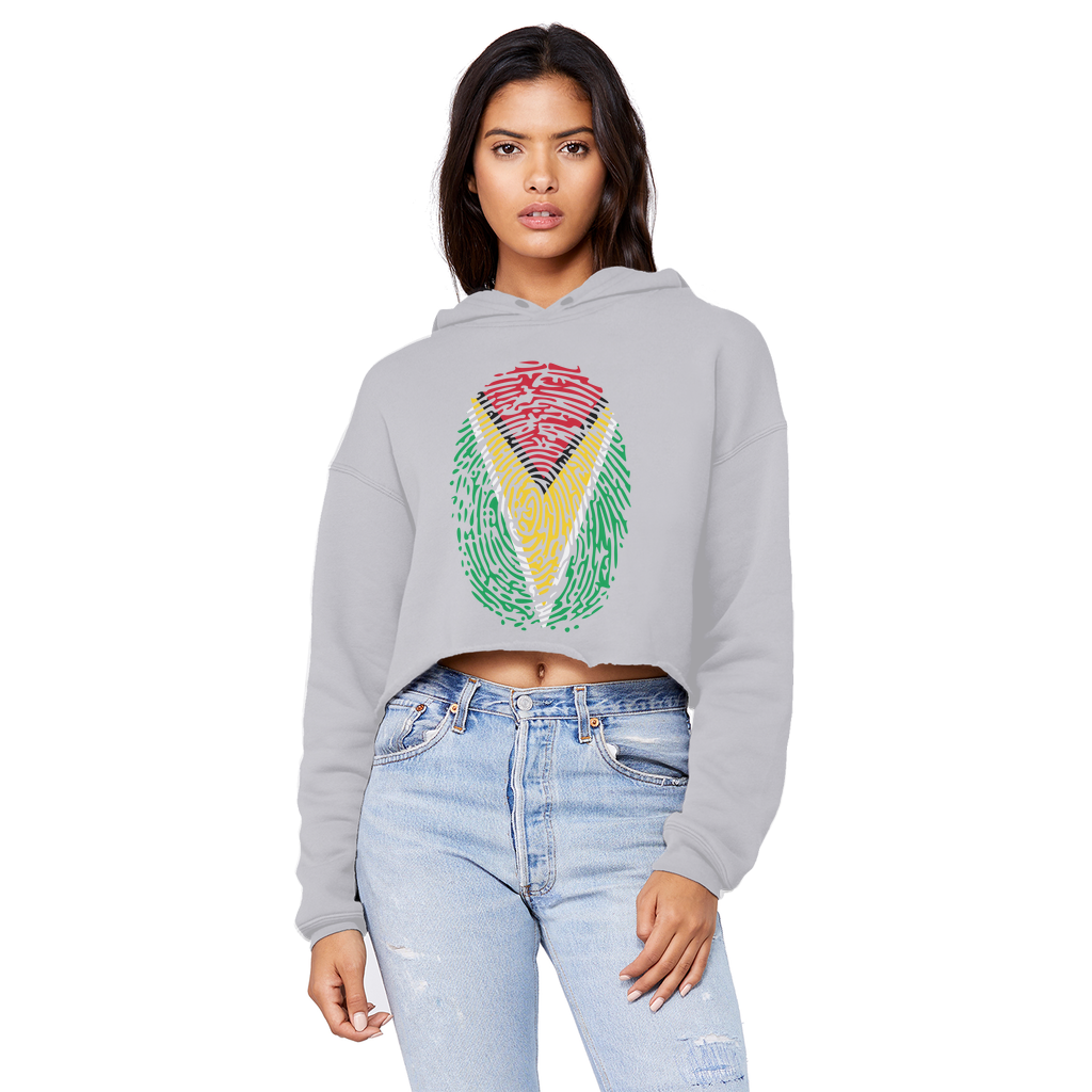 Guyana-Fingerprint Cropped Raw Edge Boyfriend Hoodie