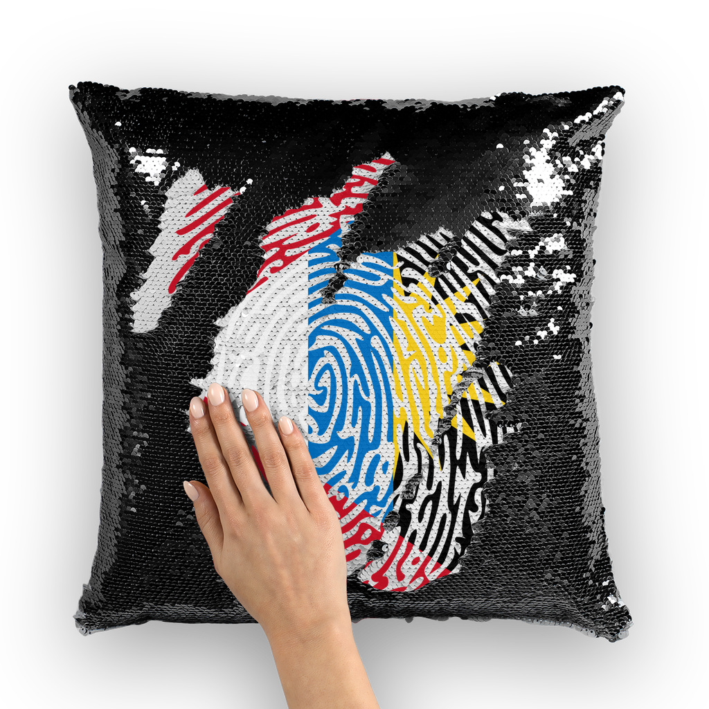 Antigua and Barbuda-Fingerprint Sequin Cushion Cover