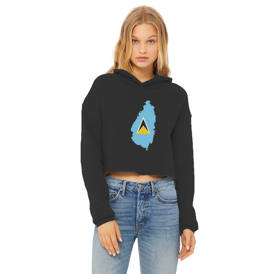 ST. LUCIA Ladies Cropped Raw Edge Hoodie