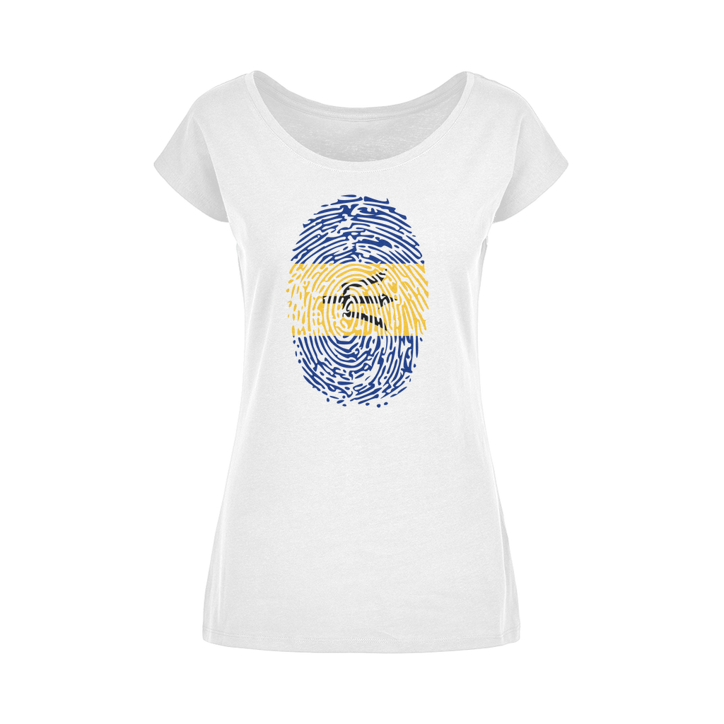 Barbados-Fingerprint Wide Neck Womens T-Shirt XS-5XL