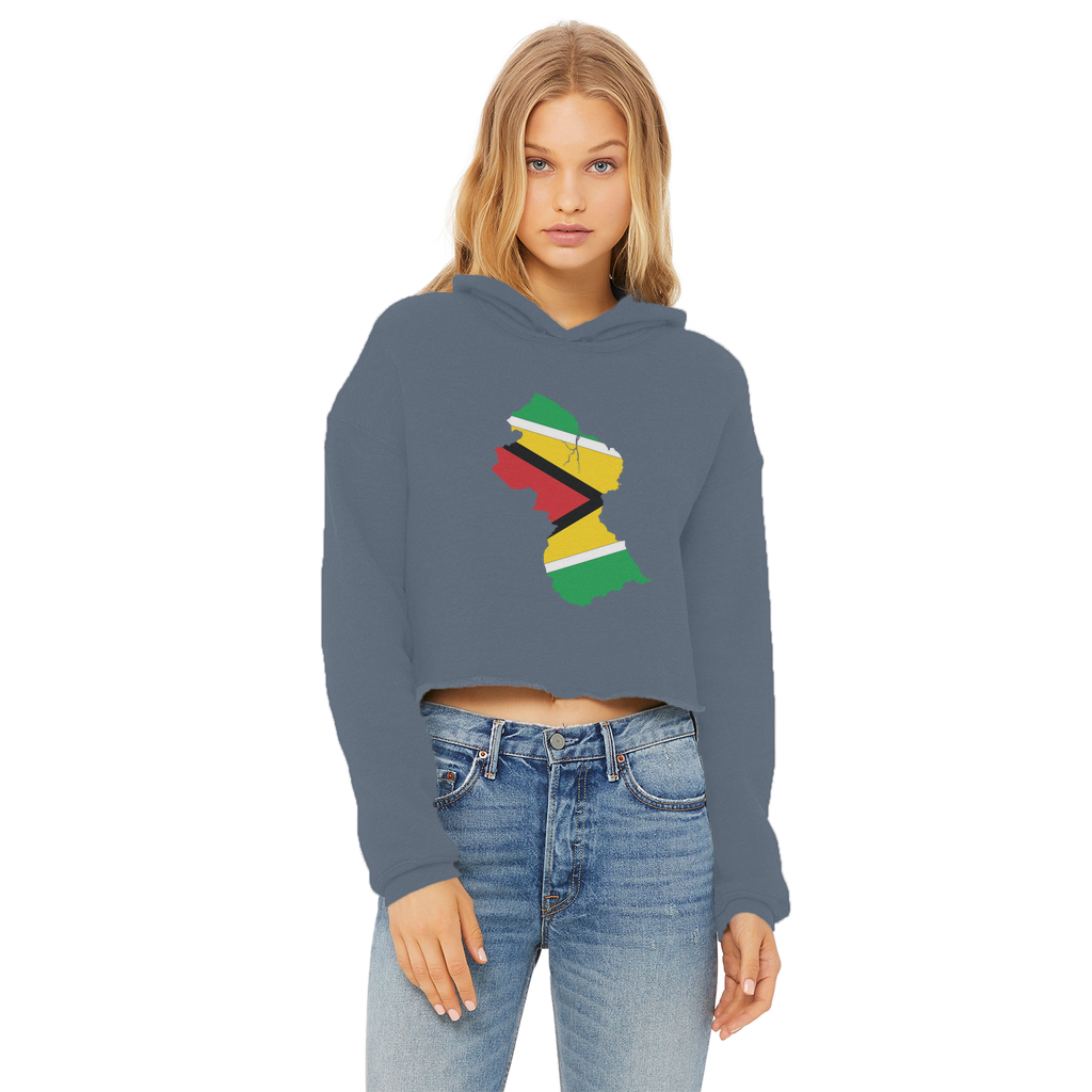 GUYANA Ladies Cropped Raw Edge Hoodie