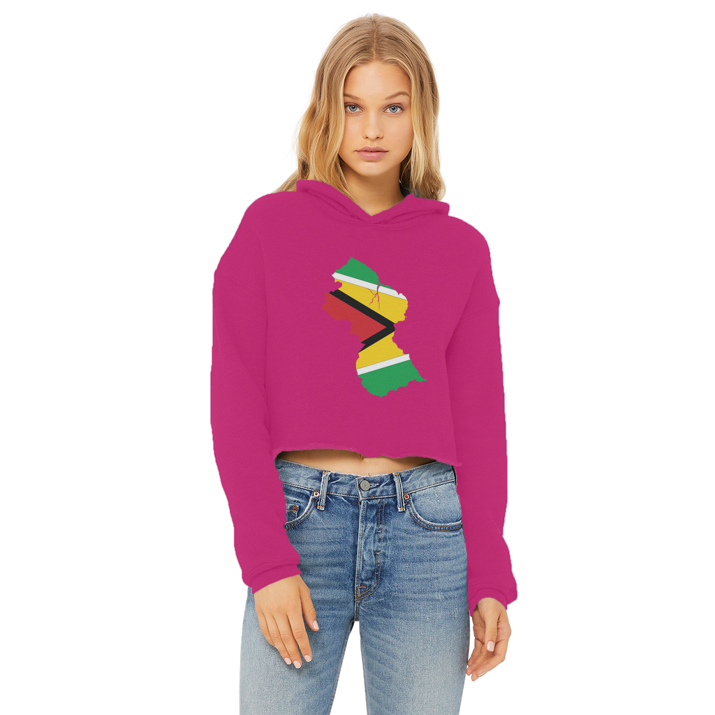 GUYANA Ladies Cropped Raw Edge Hoodie