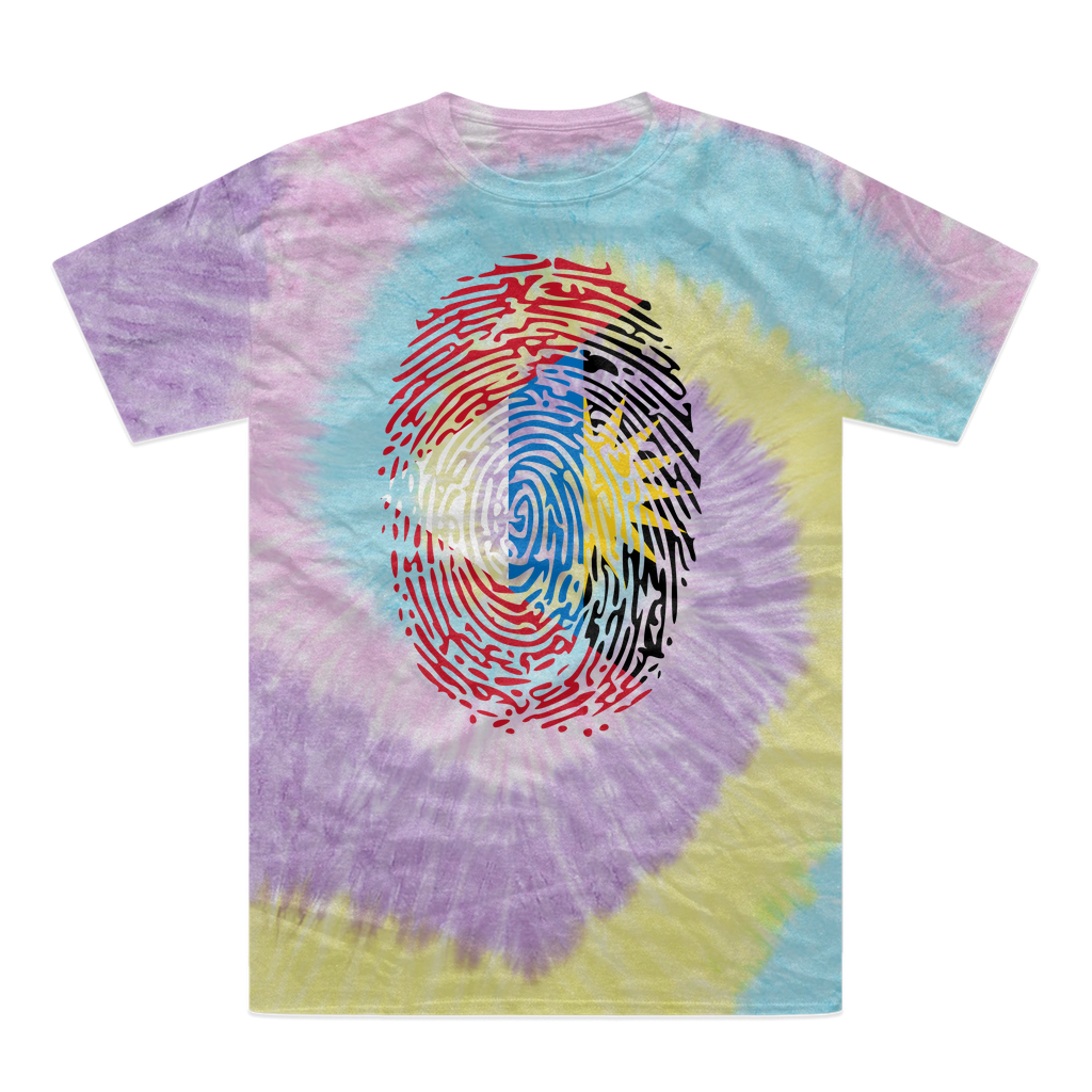 Antigua and Barbuda-Fingerprint Tie-Dye T-Shirt