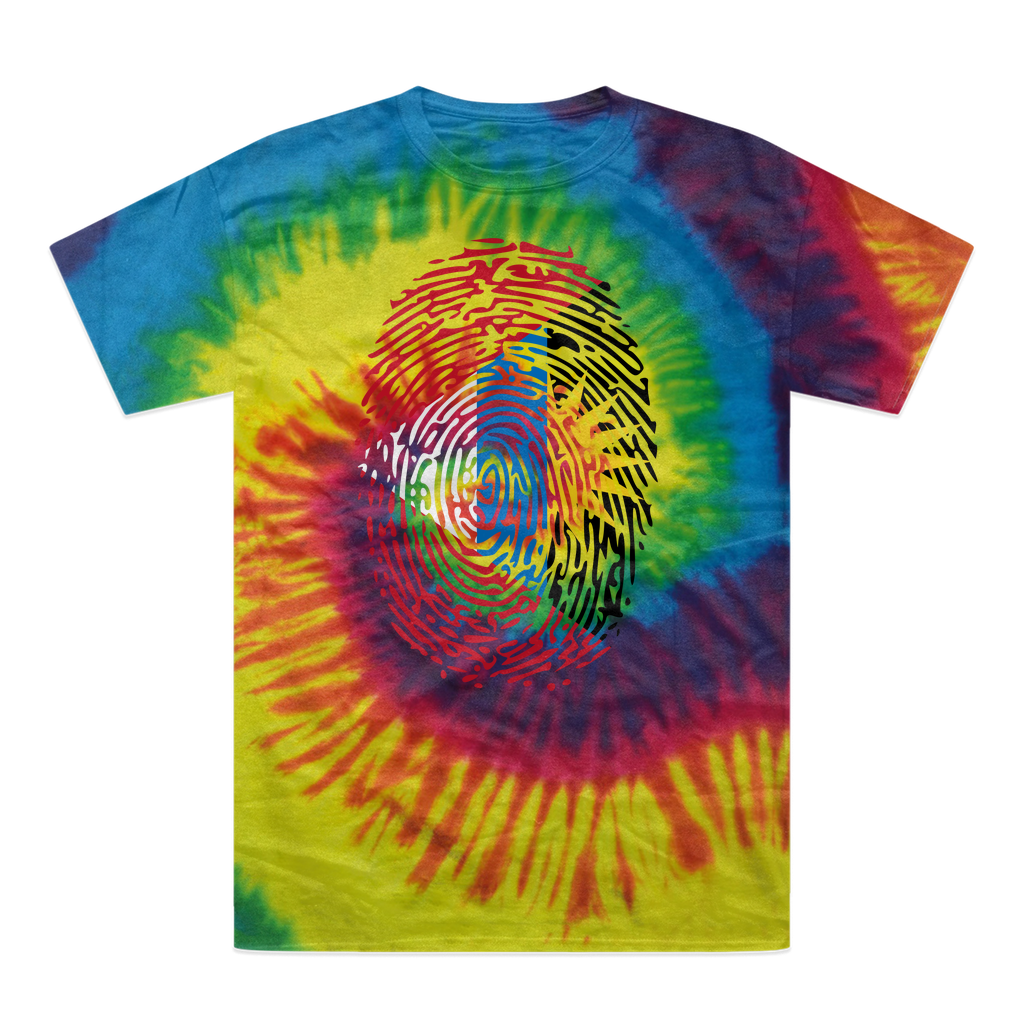 Antigua and Barbuda-Fingerprint Tie-Dye T-Shirt