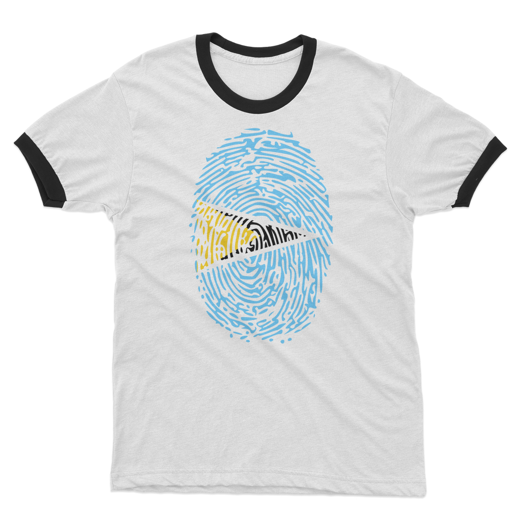 Saint Lucia Fingerprint Adult Ringer T-Shirt