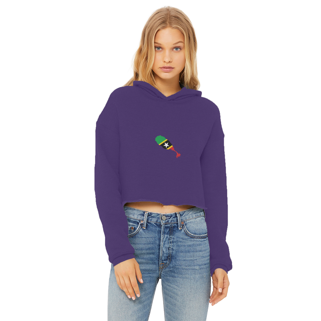 ST. KITTS & NEVIS Ladies Cropped Raw Edge Hoodie