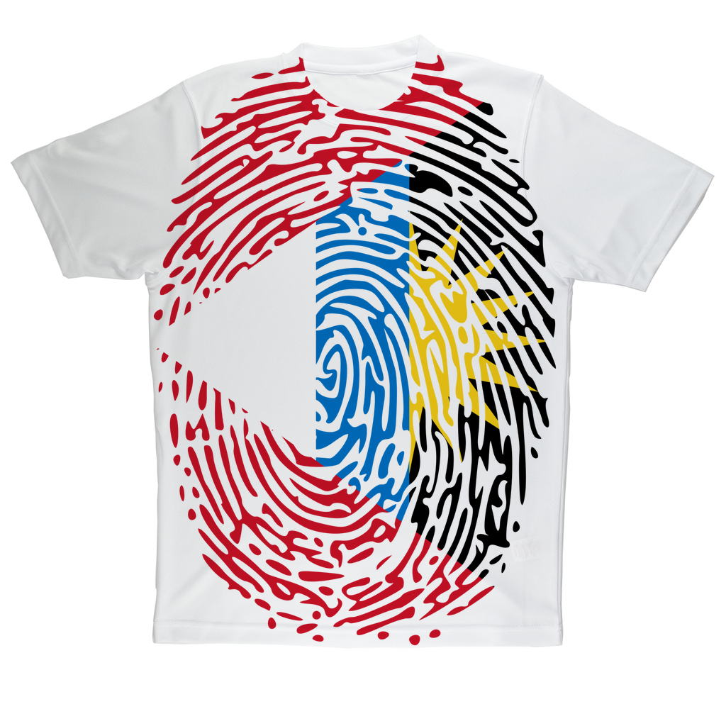 Antigua and Barbuda-Fingerprint Sublimation Performance Adult T-Shirt