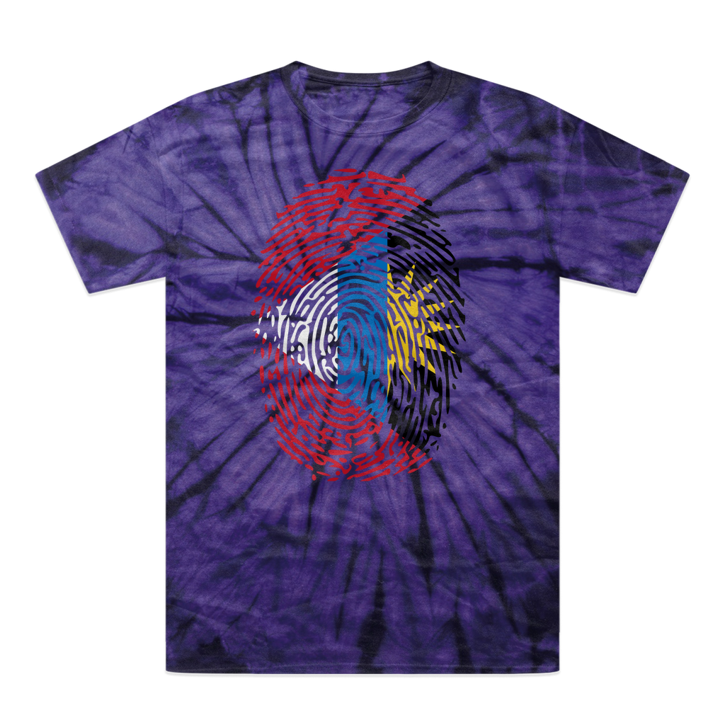 Antigua and Barbuda-Fingerprint Tonal Spider Tie-Dye T-Shirt