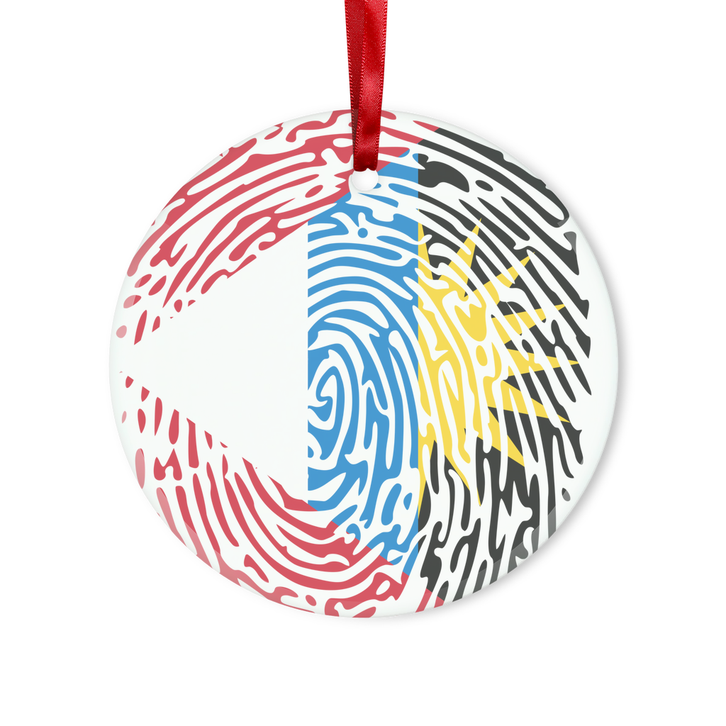 Antigua and Barbuda-Fingerprint Glass Hanging Ornament