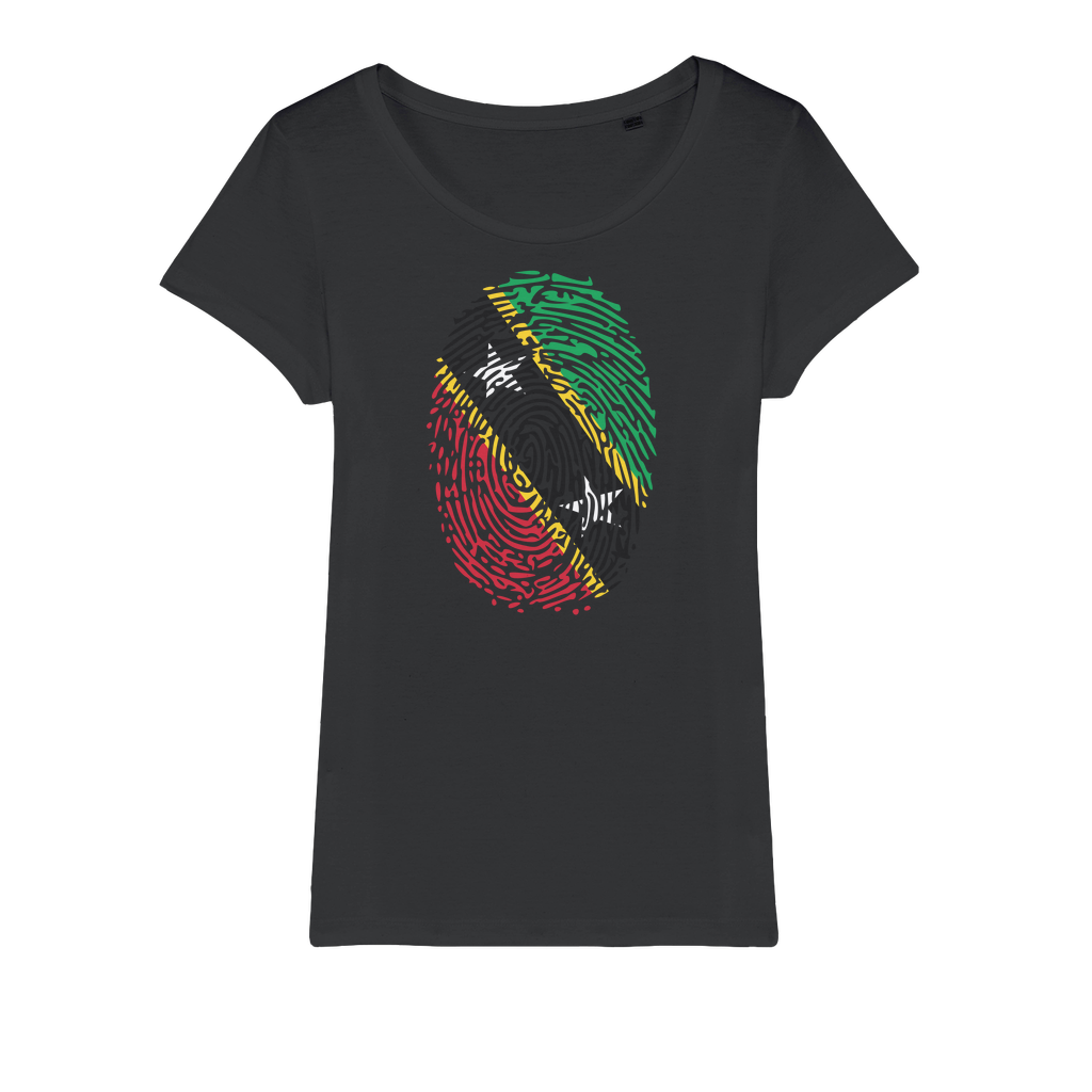Saint Kitts and Nevis Fingerprint Organic Jersey Womens T-Shirt