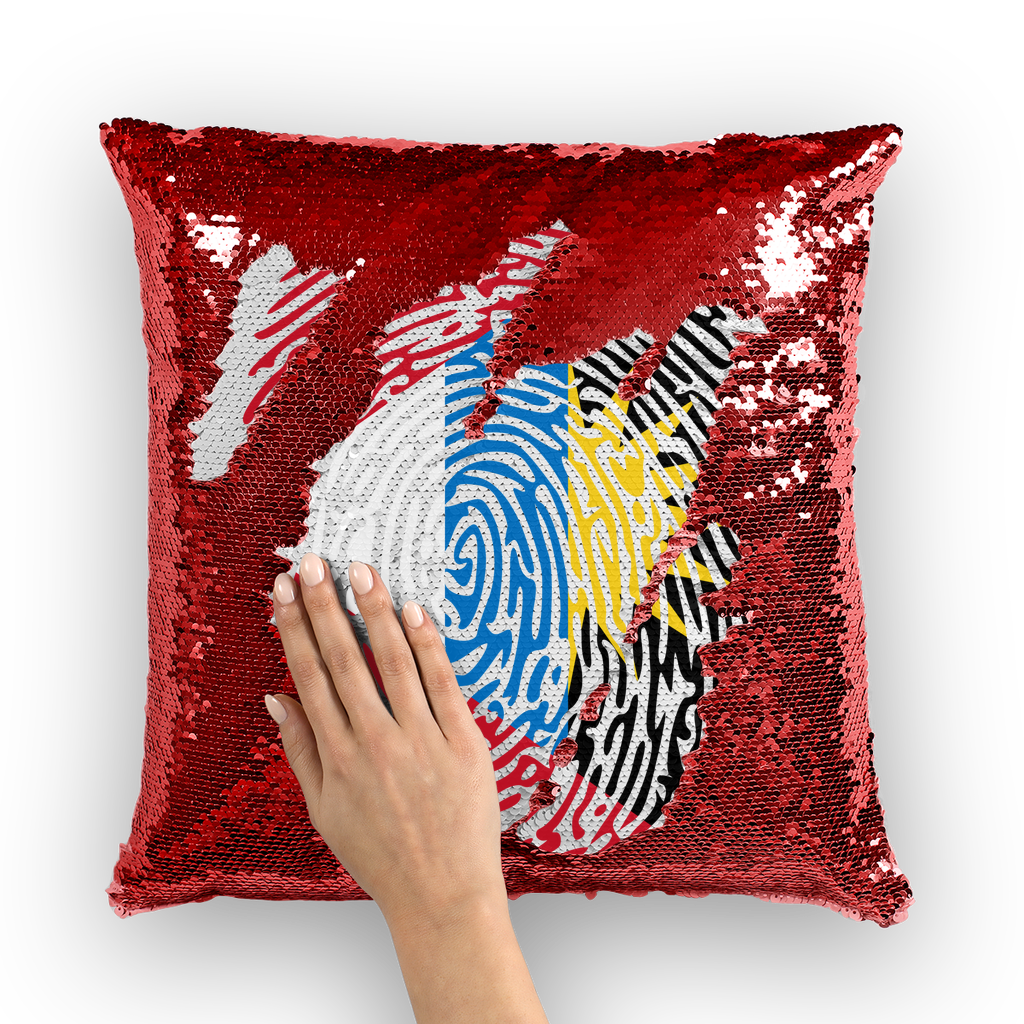 Antigua and Barbuda-Fingerprint Sequin Cushion Cover