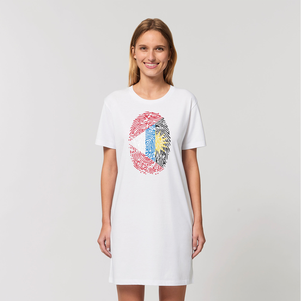 Antigua and Barbuda-Fingerprint Organic T-Shirt Dress