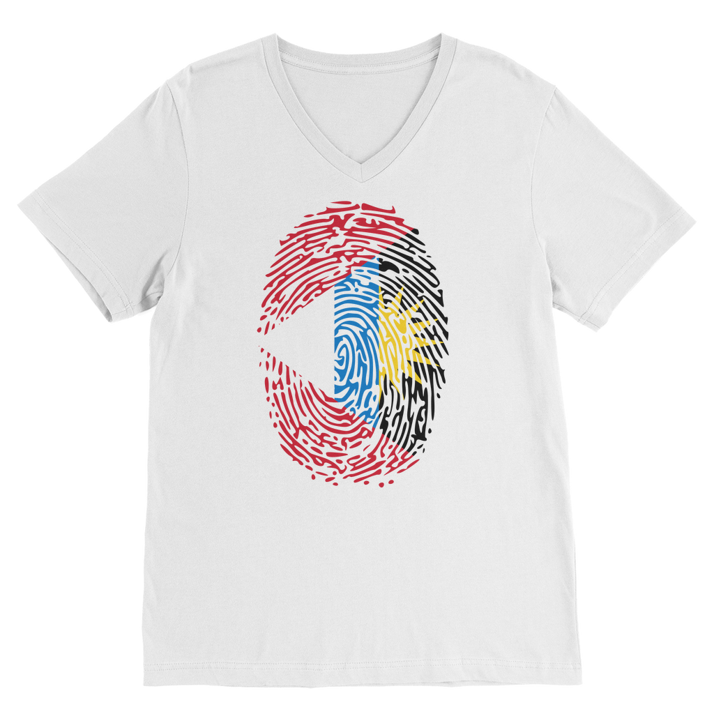 Antigua and Barbuda-Fingerprint Classic V-Neck T-Shirt