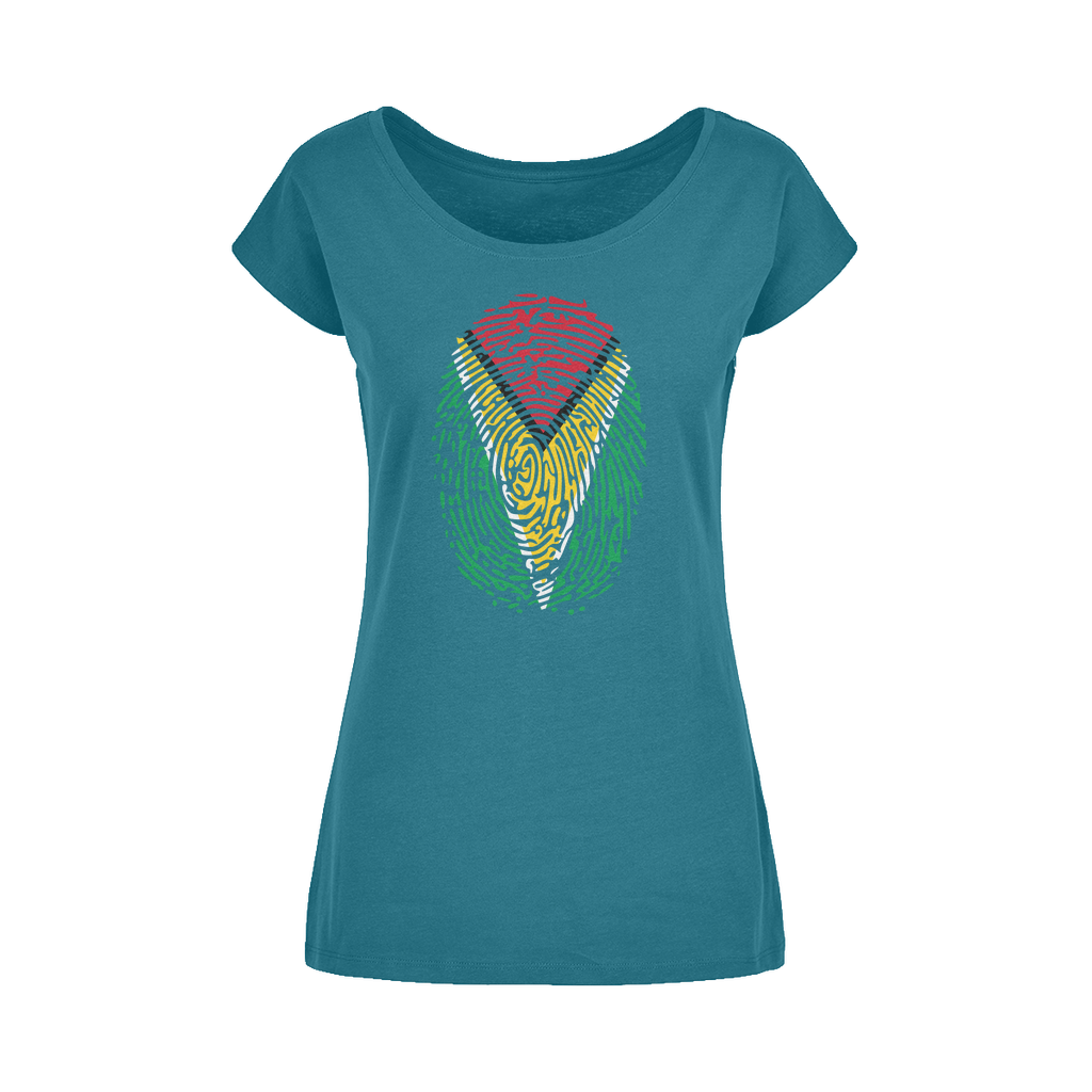 Guyana-Fingerprint Wide Neck Womens T-Shirt XS-5XL