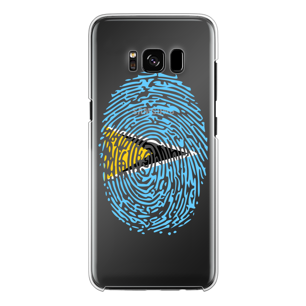 Saint Lucia Fingerprint Back Printed Transparent Hard Phone Case