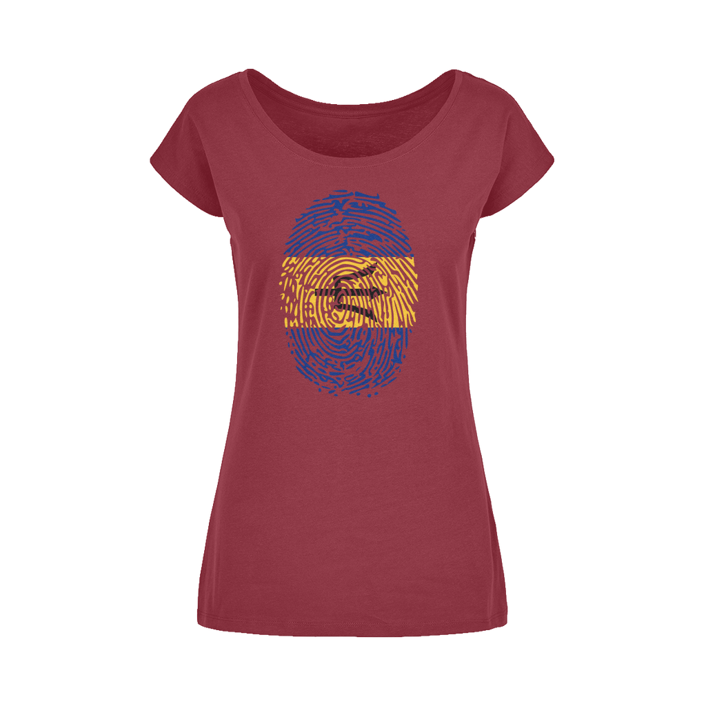 Barbados-Fingerprint Wide Neck Womens T-Shirt XS-5XL