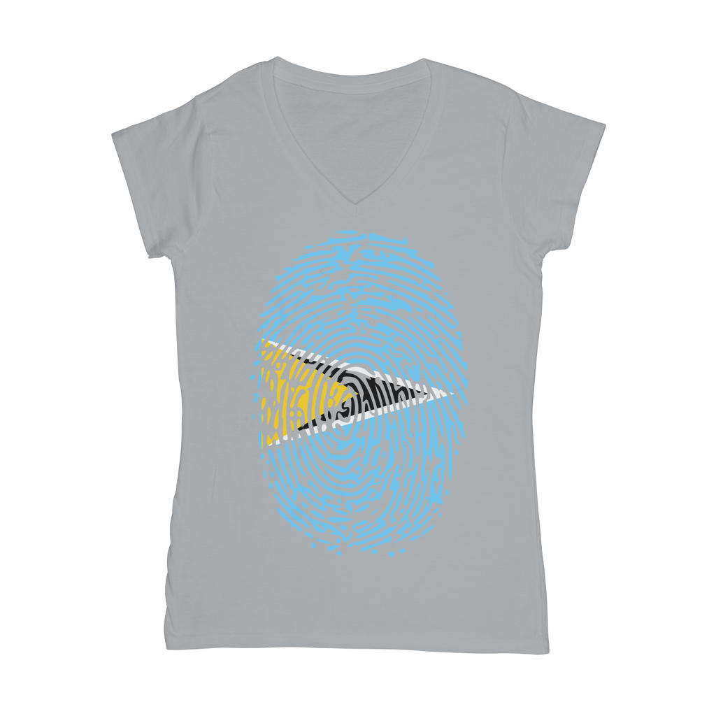 Saint Lucia Fingerprint Classic Women's V-Neck T-Shirt