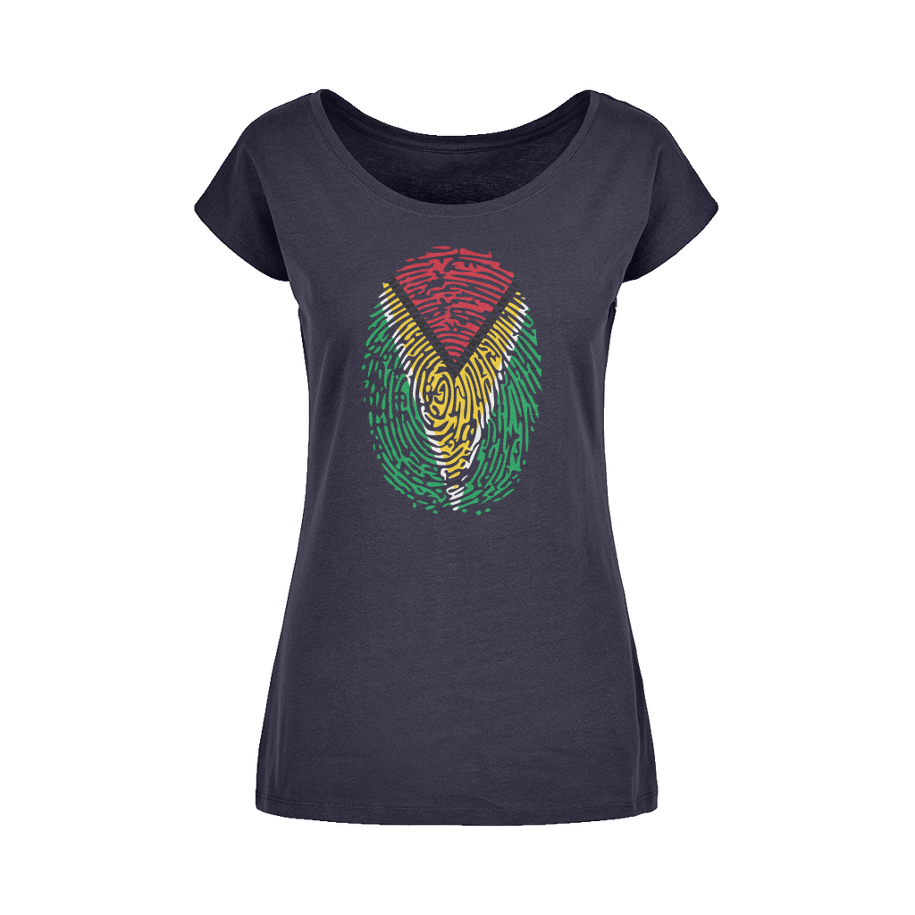 Guyana-Fingerprint Wide Neck Womens T-Shirt XS-5XL