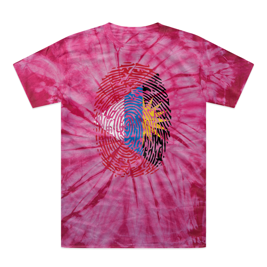 Antigua and Barbuda-Fingerprint Tonal Spider Tie-Dye T-Shirt