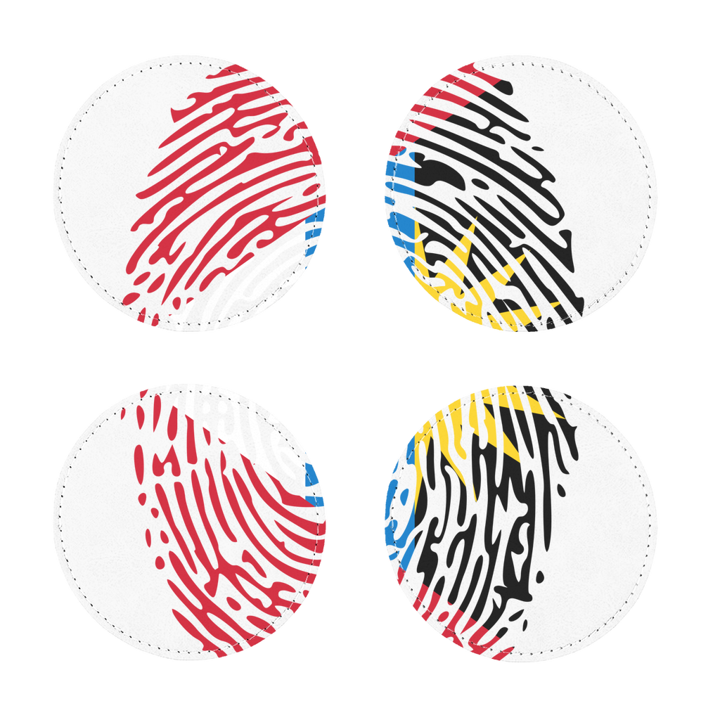 Antigua and Barbuda-Fingerprint Sublimation Coasters Pack of Four