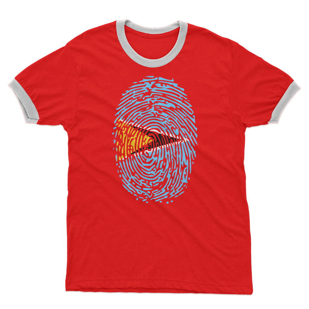 Saint Lucia Fingerprint Adult Ringer T-Shirt