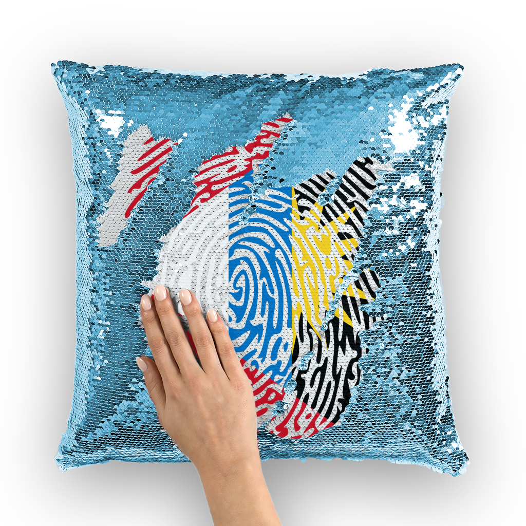 Antigua and Barbuda-Fingerprint Sequin Cushion Cover