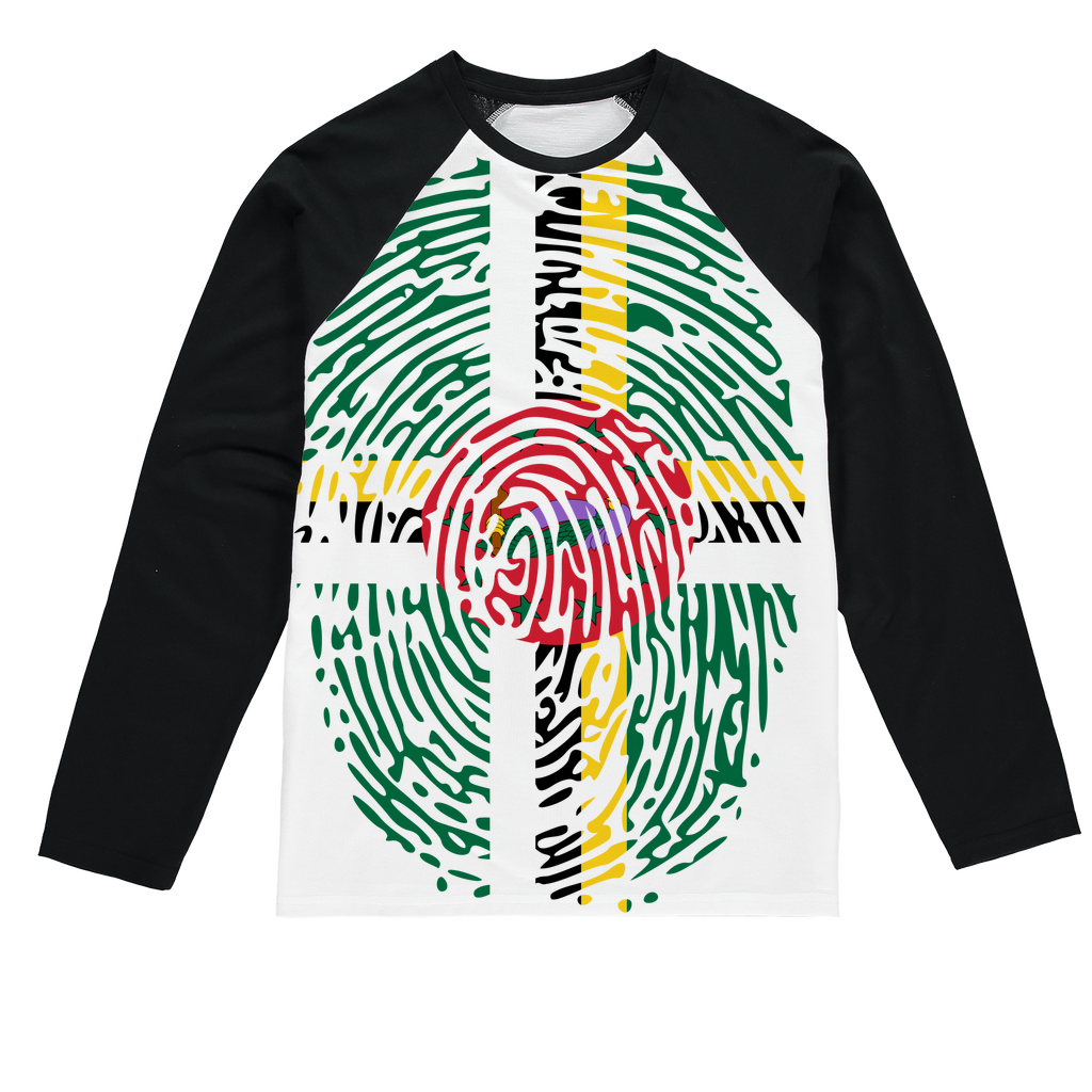 Dominica Fingerprint Sublimation Baseball Long Sleeve T-Shirt