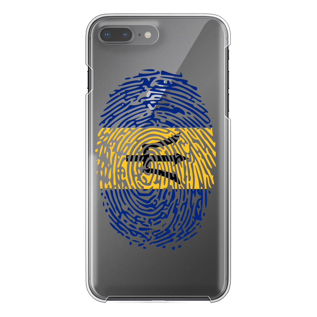 Barbados-Fingerprint Back Printed Transparent Hard Phone Case