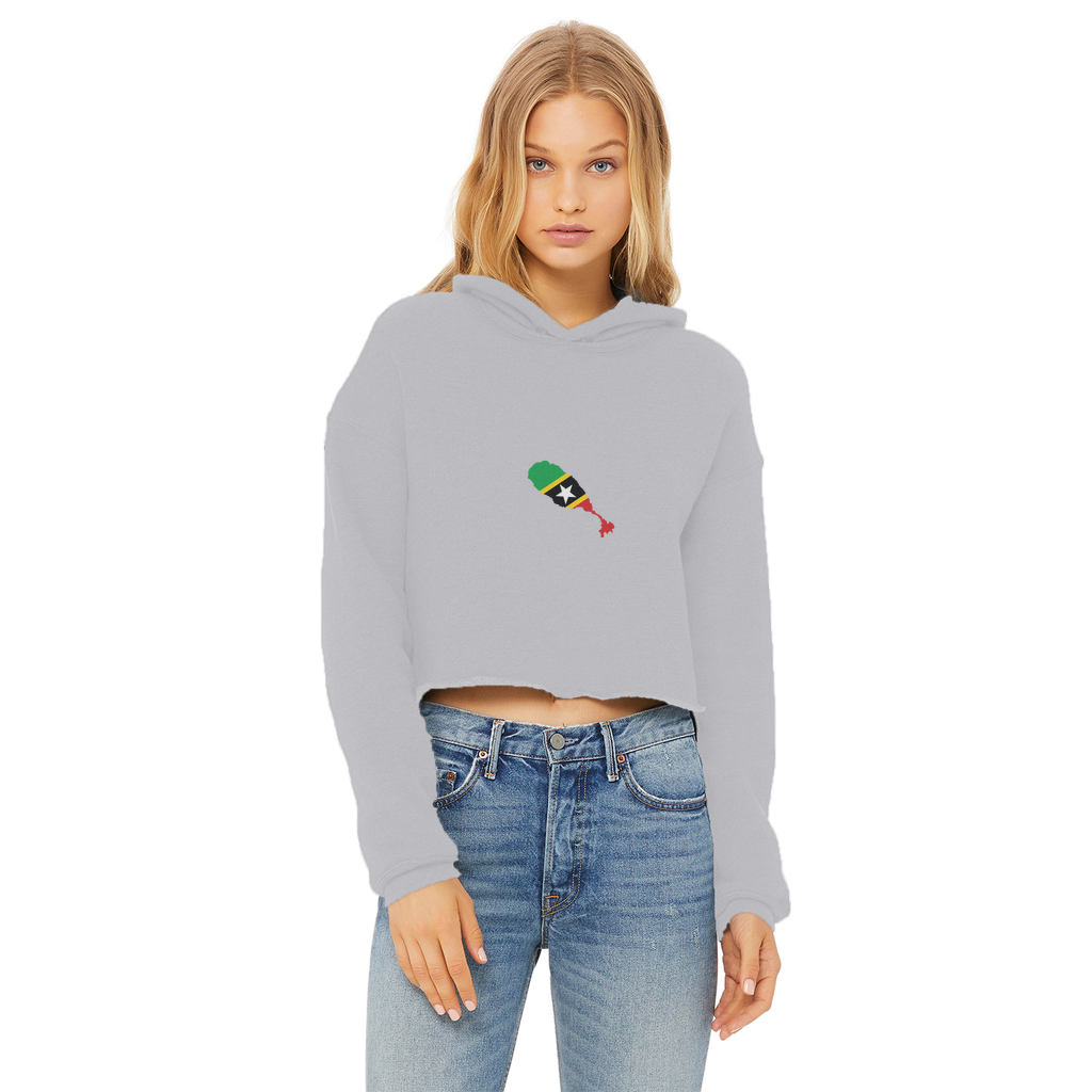 ST. KITTS & NEVIS Ladies Cropped Raw Edge Hoodie