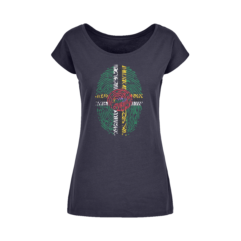 Dominica Fingerprint Wide Neck Womens T-Shirt XS-5XL