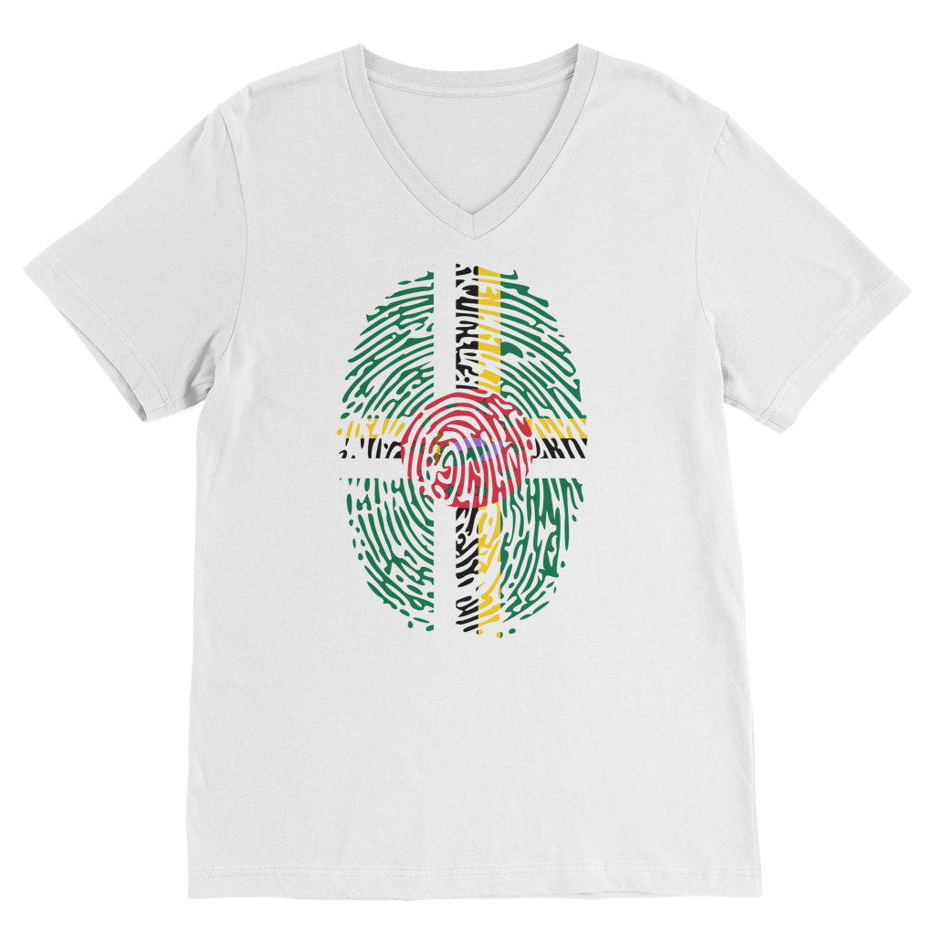 Dominica Fingerprint Premium V-Neck T-Shirt