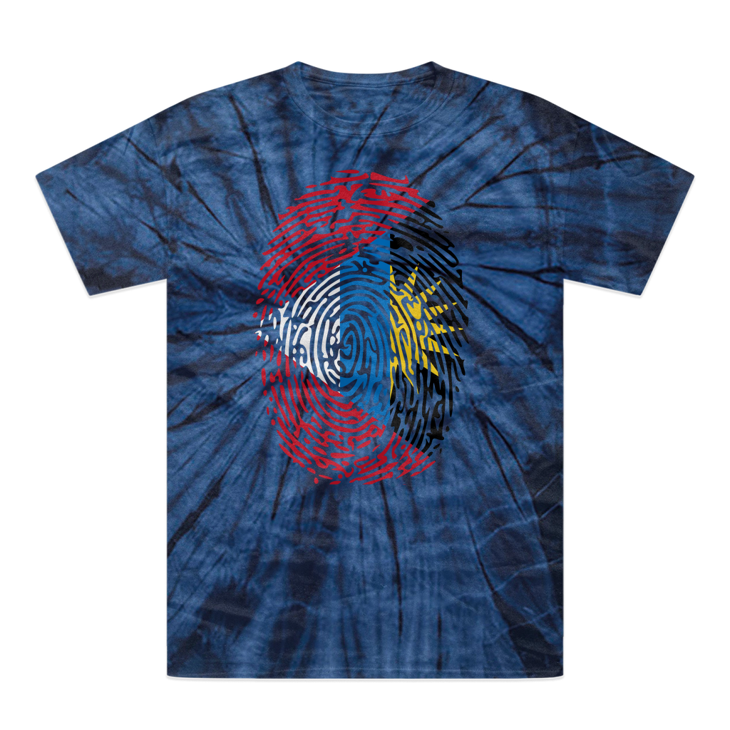 Antigua and Barbuda-Fingerprint Tonal Spider Tie-Dye T-Shirt