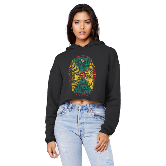 Grenada Fingerprint Cropped Raw Edge Boyfriend Hoodie