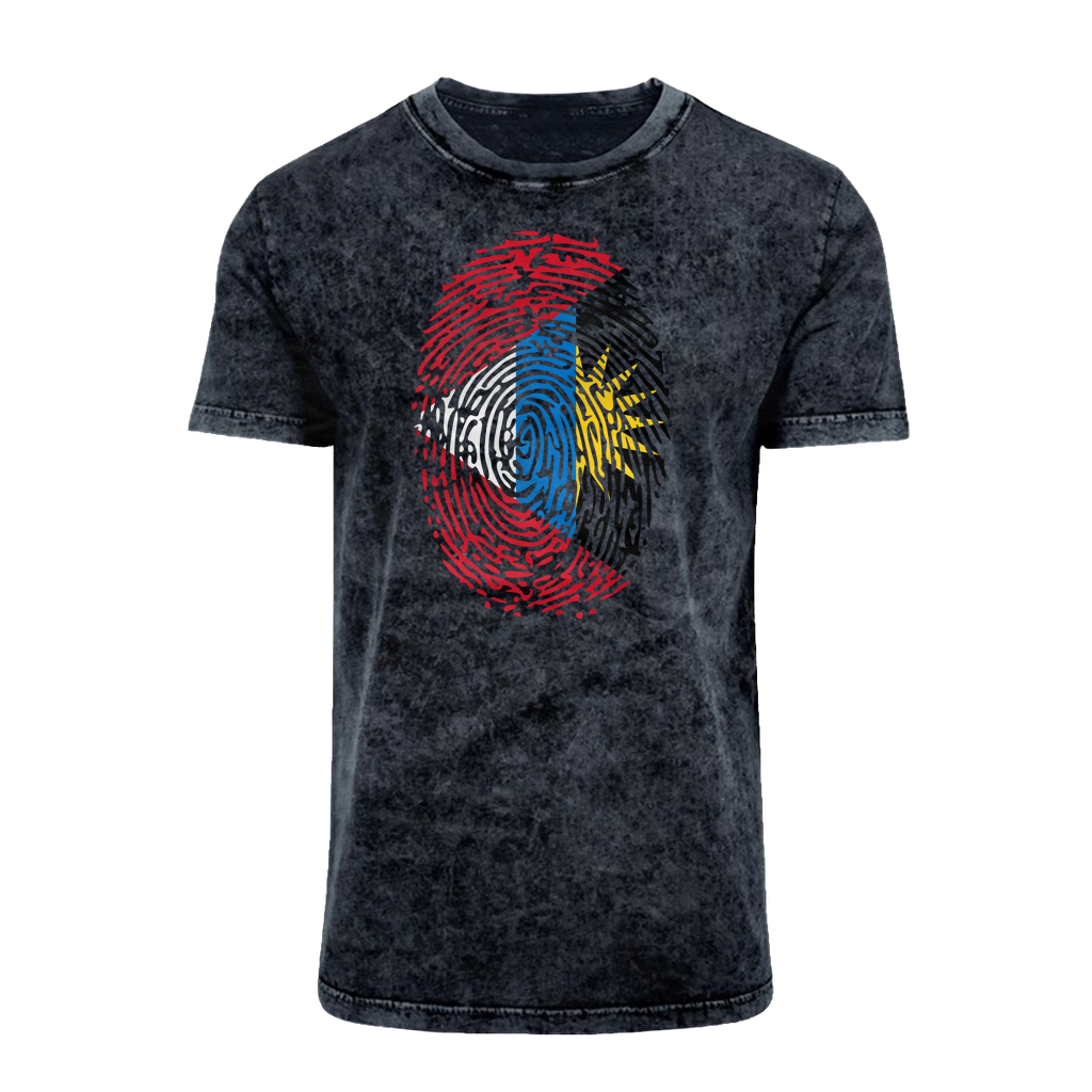 Antigua and Barbuda-Fingerprint Acid Washed T-Shirt