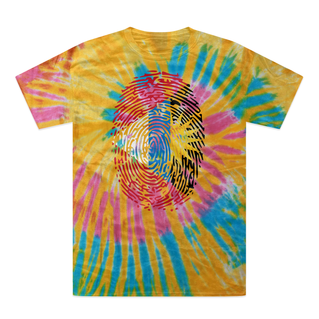 Antigua and Barbuda-Fingerprint Tie-Dye T-Shirt