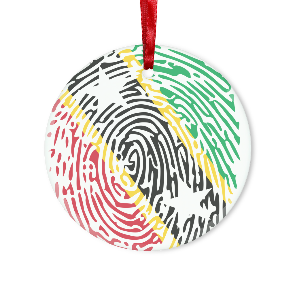 Saint Kitts and Nevis Fingerprint Glass Hanging Ornament