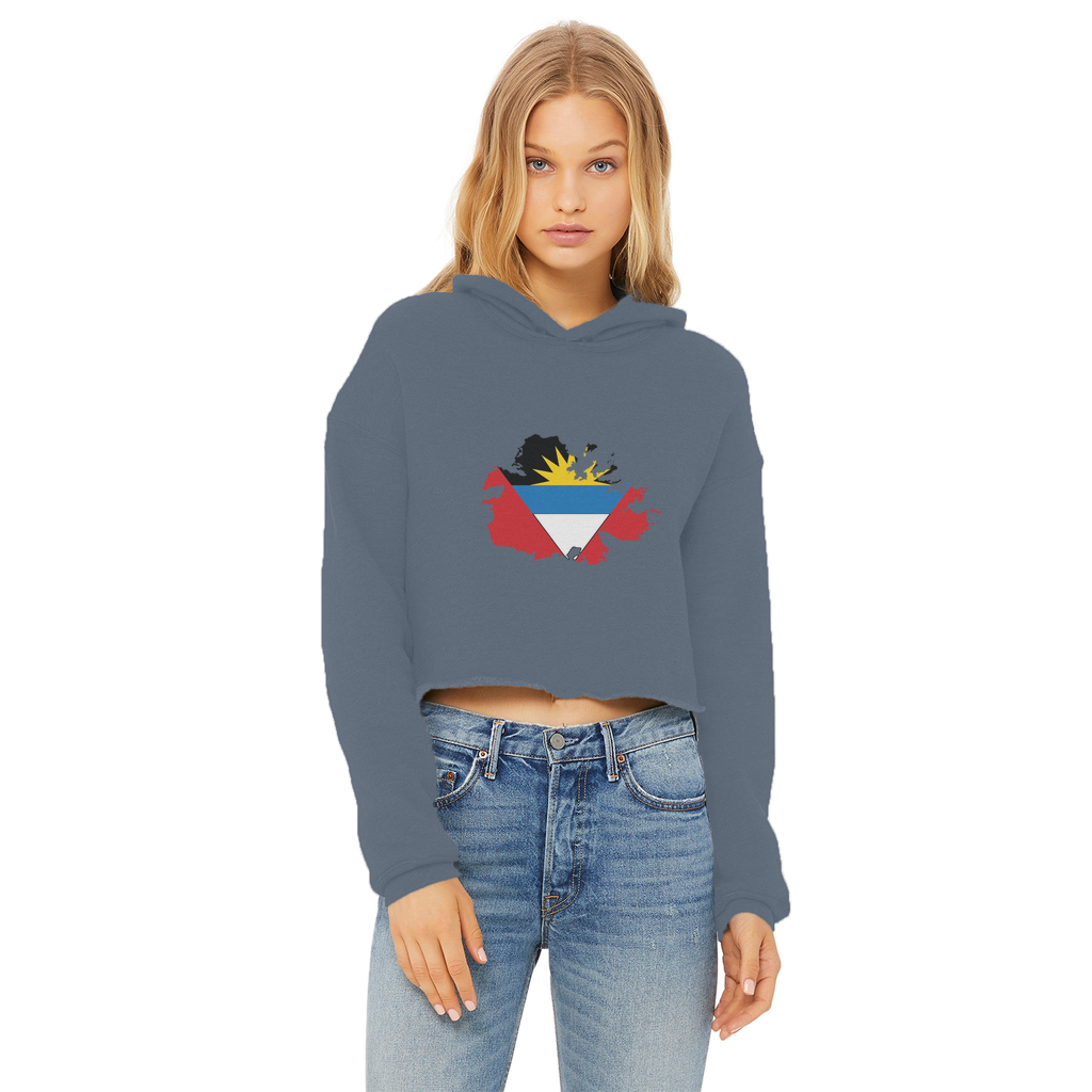 ANTIGUA AND BARBUDA Ladies Cropped Raw Edge Hoodie