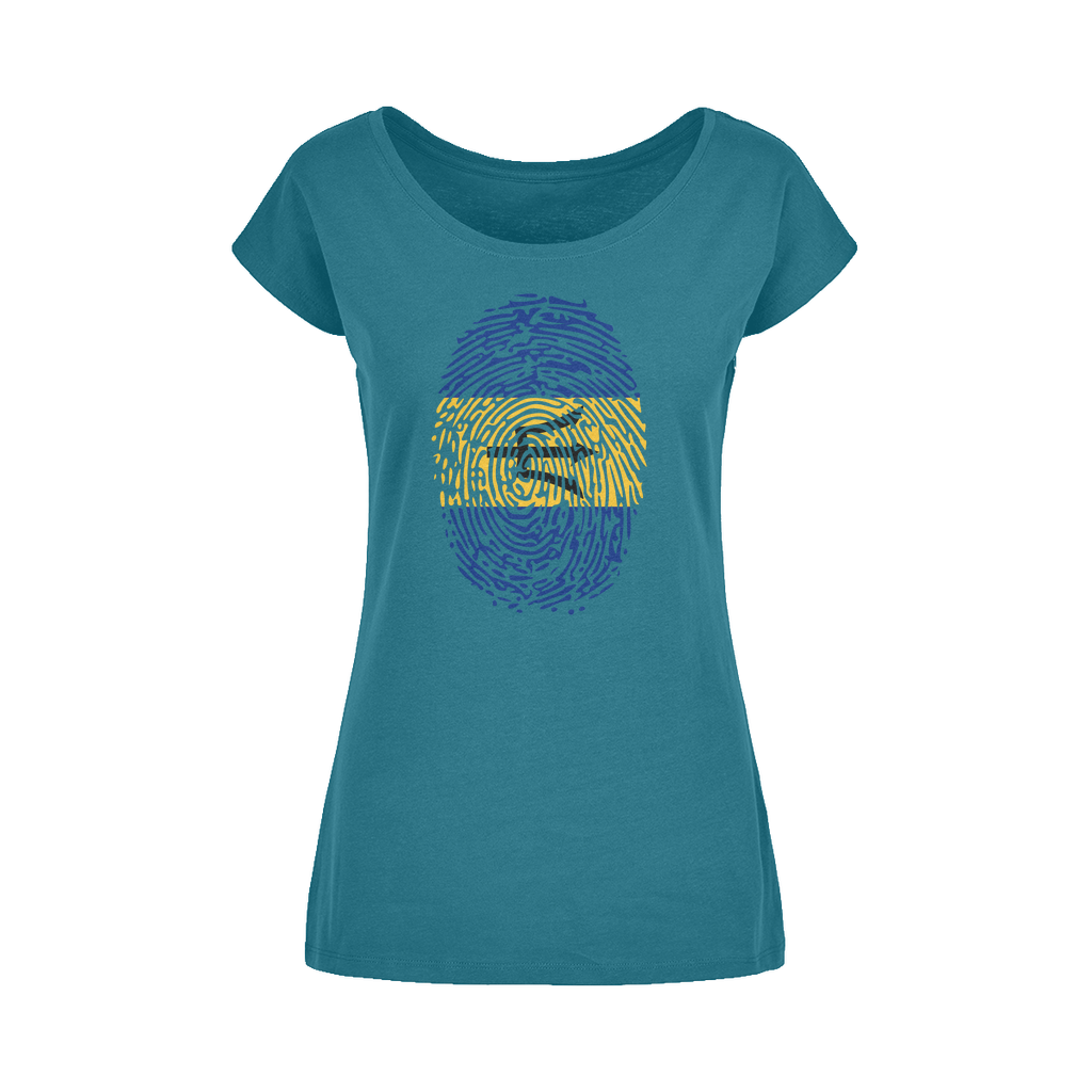 Barbados-Fingerprint Wide Neck Womens T-Shirt XS-5XL