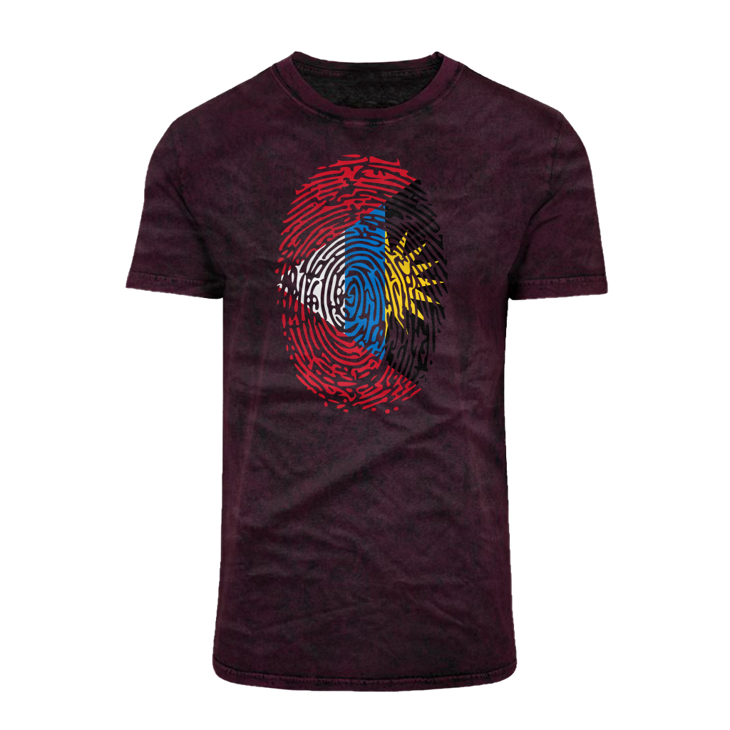 Antigua and Barbuda-Fingerprint Acid Washed T-Shirt