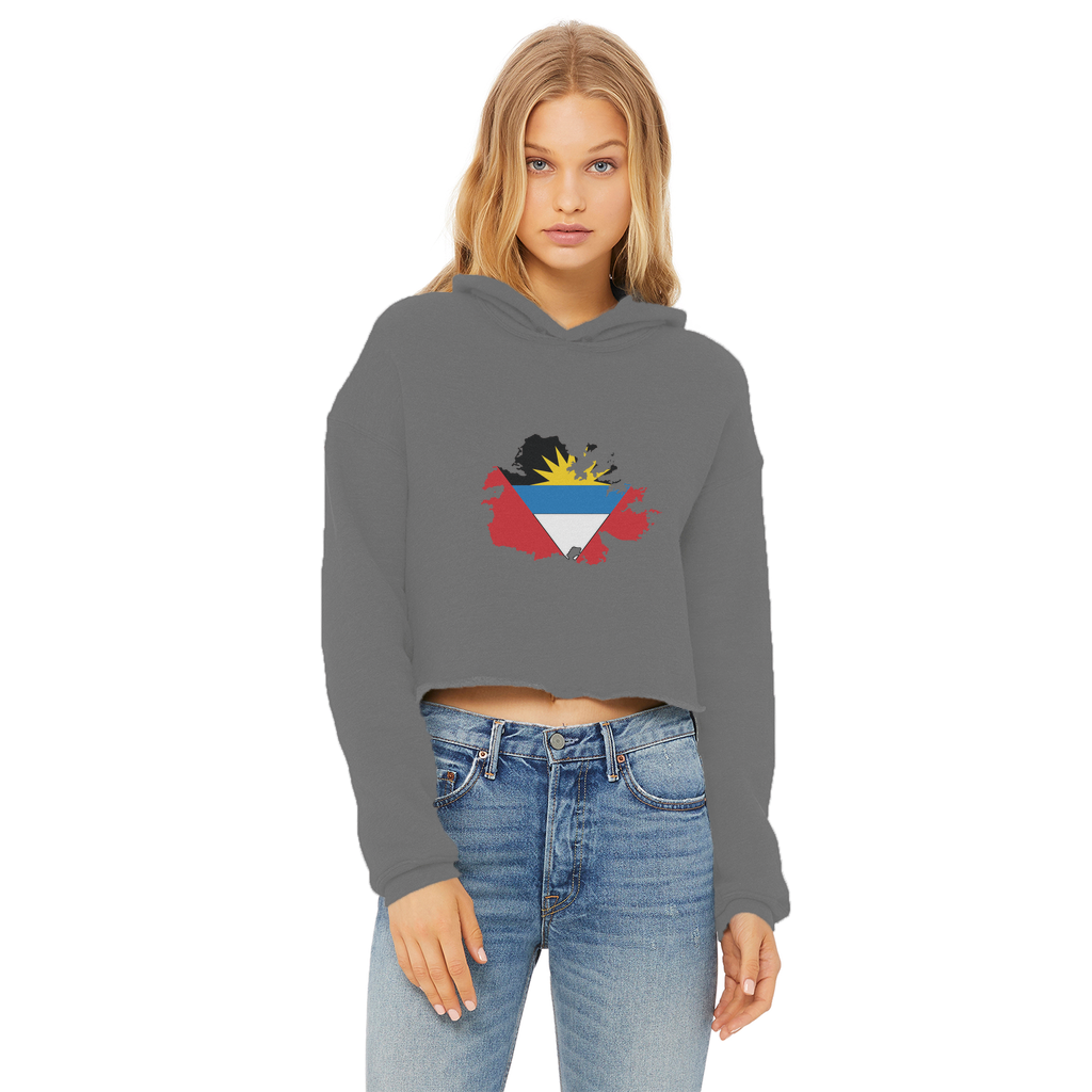 ANTIGUA AND BARBUDA Ladies Cropped Raw Edge Hoodie