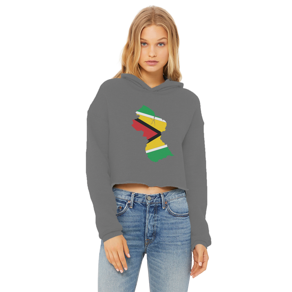 GUYANA Ladies Cropped Raw Edge Hoodie