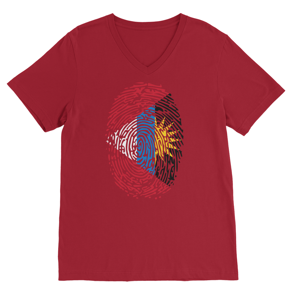 Antigua and Barbuda-Fingerprint Premium V-Neck T-Shirt